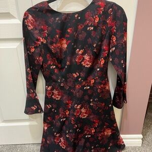 RW&CO. Red and Black Floral Long Sleeve Dress